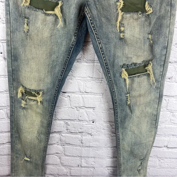 Serenede Jeans Mens 30 (30x33) Skinny Grunge Distressed Patched Faded Stretch